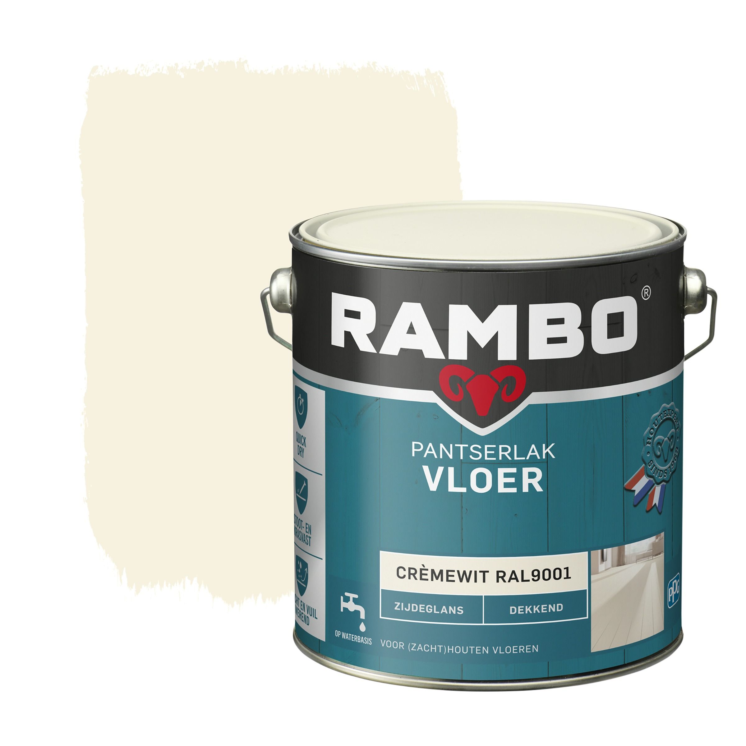 Rambo Pantserlak Vloer Acryl Dekkend Zijdeglans Cremewit
