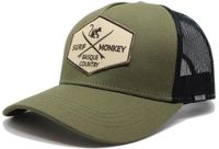 Surf Monkey - Trucker Cap - 5 Panel - One Size - Organisch Cotton - Zwarte olijf
