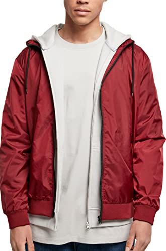 Build Your Brand Men's Windrunner - Bordeaux/Black - XXL