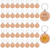 40 stuks houten sleutelhangers blanco