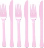 Amscan Set de couverts - 48 pièces - plastique réutilisable - rose clair - couteaux/fourchettes