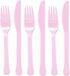 Amscan Set de couverts - 48 pièces - plastique réutilisable - rose clair - couteaux/fourchettes