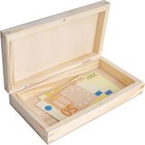 Creative Deco Houten Spaarpot met Deksel | 18 x 10 x 3,5 cm | Opbergdoosje, Onbehandeld Grenenhout