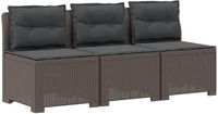 vidaXL Tuinbank met Kussens - Rattan Look - 3-zits - PP - Lichtgrijs