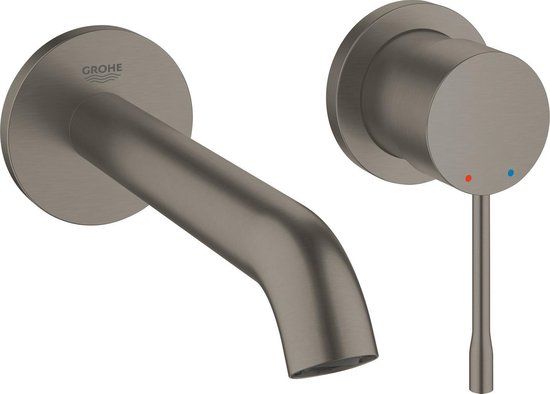 GROHE Essence New Wandgemonteerde Inbouw Wastafelkraan - Hard Graphite Geborsteld