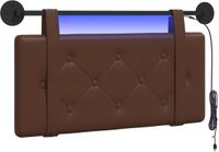 vidaXL - Hangend hoofdbord met LED-verlichting - Bruin - Kunstleer