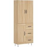 Buffet haut meuble de rangement chêne Sonoma 69,5x34x180 cm bois d'ingénierie