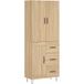 Buffet haut meuble de rangement chêne Sonoma 69,5x34x180 cm bois d'ingénierie
