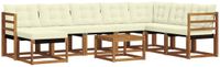 vidaXL Hoek loungeset Acacia hout Naturel en crème