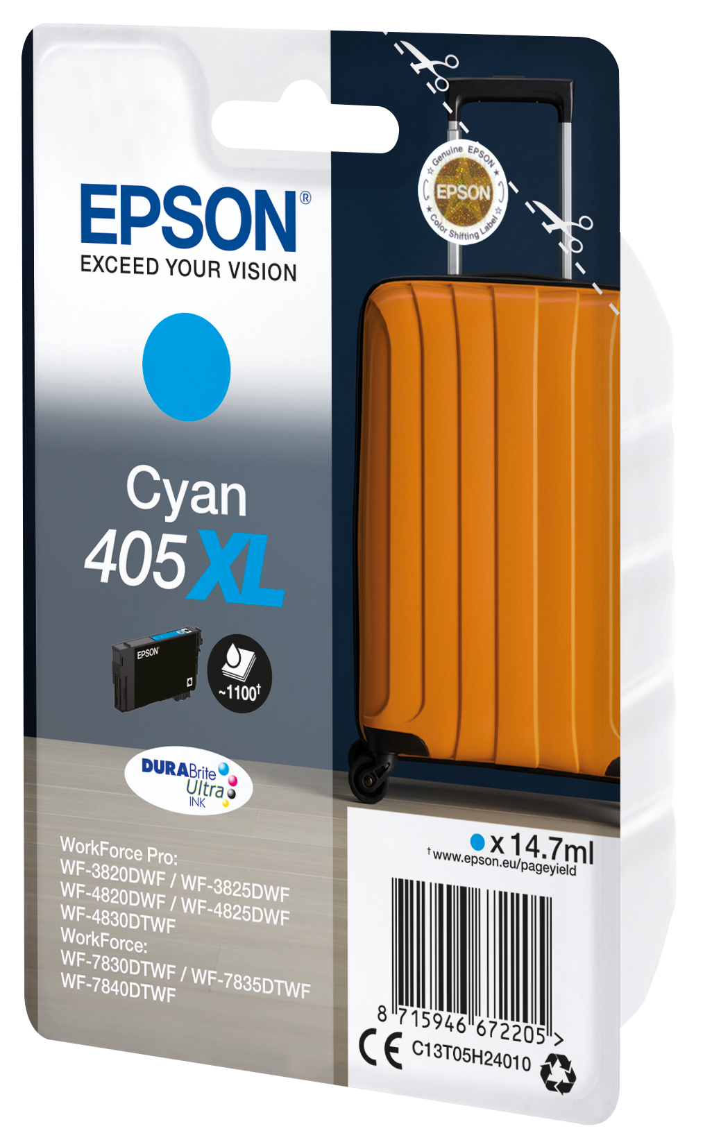 Epson Singlepack Cyan 405XL DURABrite Ultra Ink single pack / cyaan