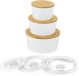 Sans marque 3 x boîte de conservation avec couvercle en porcelaine, 6 x couvercle en bambou et plastique, boîte de conservation blanche en porcelaine, pour farine, café, muesli ou accessoires de salle de bain