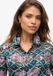 Superdry Blouse transparente à imprimé pailleté - Femme - Hauts - Polyester/Fibre métallique - Manches longues - Col classique - Paisley - Mukaitsuru Teal Pink - UK12-EU40