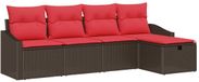 vidaXL - Bankstel - met - kussen - met - opslag - Bruin - poly - rattan