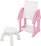 Joyz Kinderzitgroep 2 in 1 speeltafel met tafel en stoelenset, HDPE, wit-roze