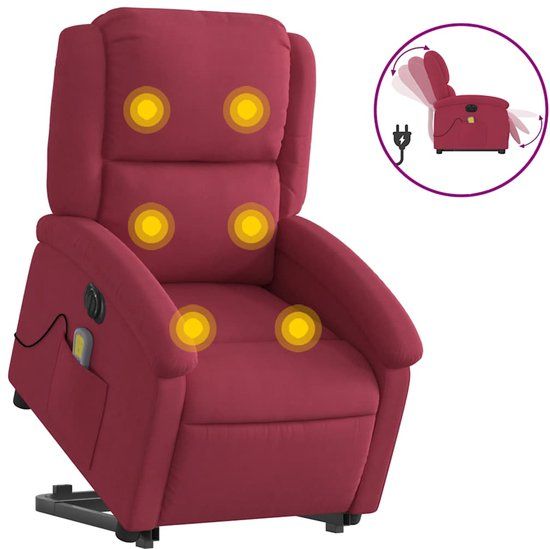 vidaXL Sta-op-massagestoel elektrisch verstelbaar fluweel wijnrood