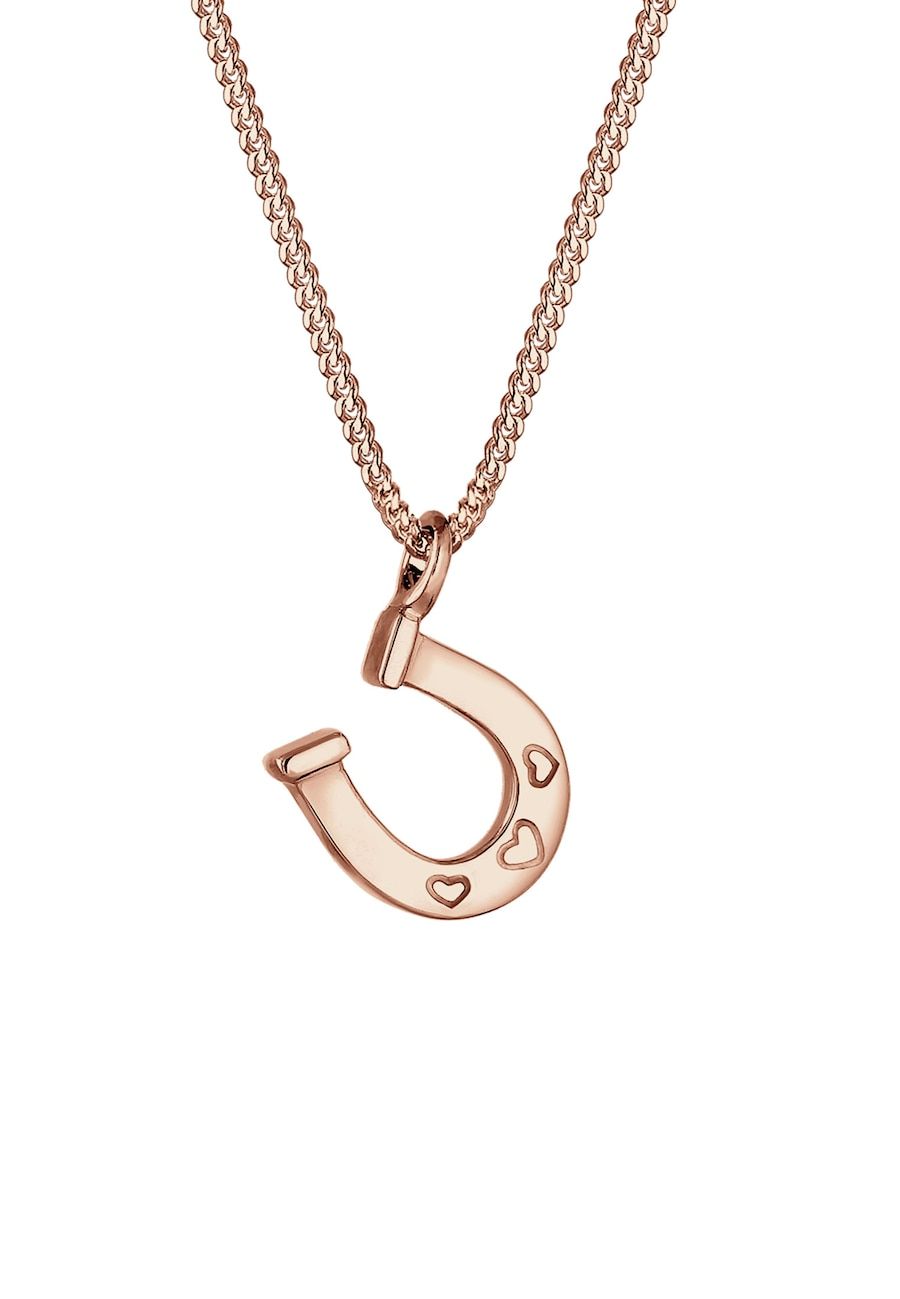 Elli Kinderen Hoefijzer Ketting - Hart, Geluk, Liefde - 925 Sterling Zilver Rose Gold Plated
