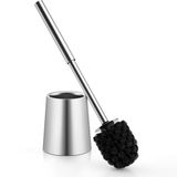 Unyqoos® Toiletborstelset élégante et robuste avec manche et support en acier inoxydable pour salle de bain
