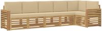 vidaXL Buiten bankenset 6 st Wit en Beige Polyester