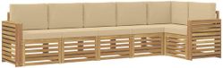 vidaXL Buiten bankenset 6 st Wit en Beige Polyester