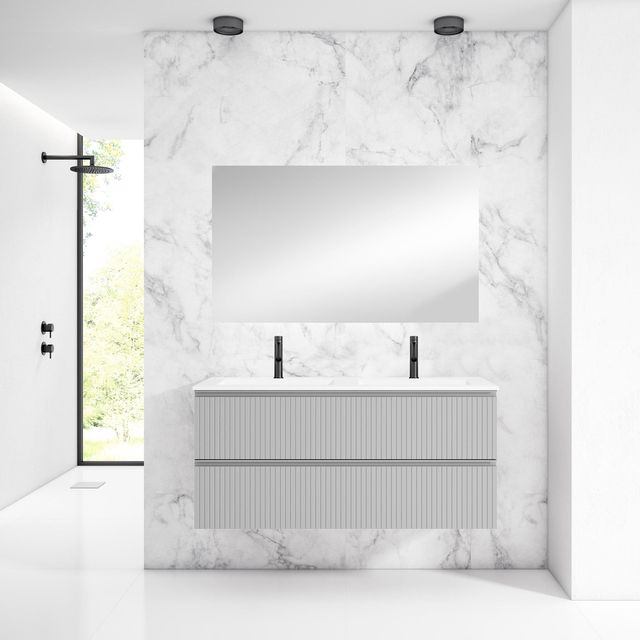 Saniclass Adema Prime Blend Badkamermeubelset - 120cm - 2 wasbakken - Mat Greige
