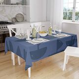 Bonamaison Tafelkleed, Anti-Mold, Sneldrogend, Waterdicht, 100% Polyester Tafellaken, Blauw, 140 x 160 Cm