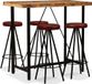 Maison Exclusive - Ensemble de bar 5 pièces en bois massif vieilli et cuir véritable