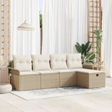 vidaXL Salon de jardin en polyrotin beige et crème
