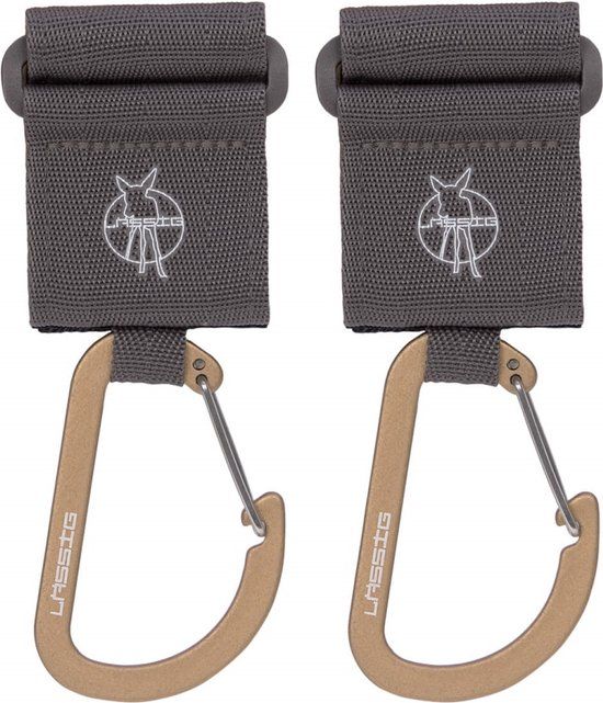Lässig Lassig 2 Stuks Anthracite Carabiner Tassenhaak