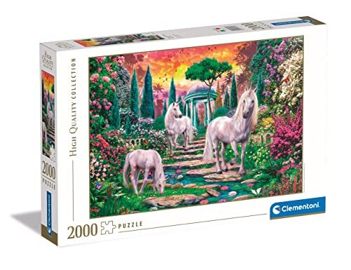Clementoni Collection-Classical Garden Unicorns-2000 Puzzel-volwassenen, Made in Italy, meerkleurig, 32575