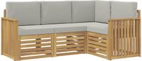 vidaXL - Buiten - bank - set - 4 - st - Wit - en - Lichtgrijs - Polyester