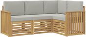 vidaXL - Buiten - bank - set - 4 - st - Wit - en - Lichtgrijs - Polyester