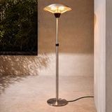 Lucande Solfire staande terrasverwarmer, zilver, 200 cm, IP44