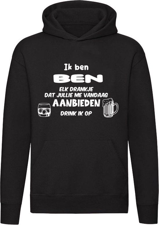 Ik ben Ben Hoodie - Zwart - Unisex - Maat S