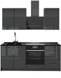 Vicco Eenpersoonskeuken Fame-Line, Antraciet Hoogglans/Antraciet, 190 cm zonder werkblad