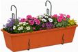 Geli Plantenbak Balcony - Terracotta Bruin/Rood - Met Metalen Ophangbeugels - 60 x 18 x 15 cm - Hard Kunststof - Langwerpig