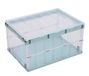 TUKA-i-AKUT TKD8640 Opvouwbare opbergdozen met deksel, stapelbaar, opvouwbaar, stabiele stapelkisten met handgreep, stapelcontainer, organizer, vouwdozen, stapelboxen, transparant, 6 x 55 l, groen