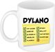 Bellatio Decorations Naam mok Dylano - wit - top gozer - keramiek - 300 ml - cadeau collega beker