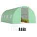 Outsunny Serre de Jardin Tunnel 18 m² dim. 6L x 3l x 2H m - 8 fenêtres, Porte zippée Enroulable - châssis Tubulaire Acier galvanisé, bâche PE Haute densité Vert