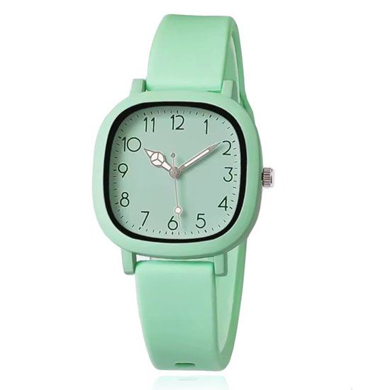 LGT JWLS Lookinggoodtoday LGT Mintgroen horloge – comfortabele siliconen band en soft square kast