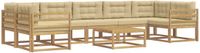 vidaXL Acacia Hout Buiten Bank Set 7 Zitplaatsen Wit en Beige