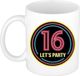 Bellatio Decorations Verjaardag mok / beker - Lets party 16 jaar - neon - 300 ml