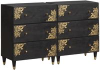 vidaXL Dressoir - 2 stuks - 60 x 33 x 75 cm - Massief Mango Hout - Zwart