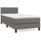 vidaXL Boxspringbed met matras, grijs, kunstleer, 120x200 cm