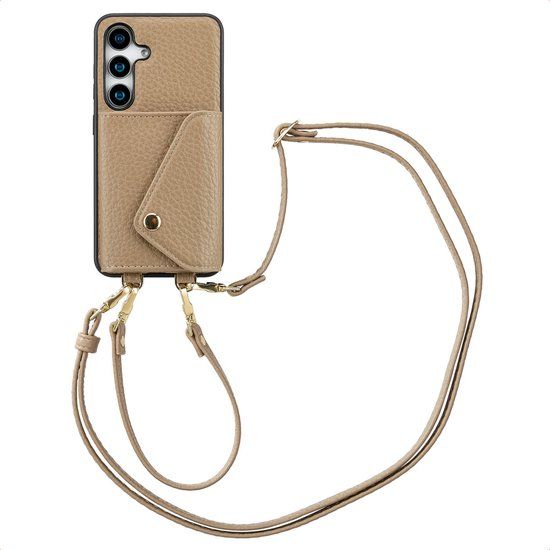 Selencia Hoesje - Geschikt voor Samsung Galaxy S24 / S25 - Sera Koordhoes met pashouder envelop - Taupe