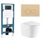 QeramiQ Dely Toiletset - inbouwreservoir Qeramiq Flush - slim zitting - kunststof beige bedieningsplaat - ronde knoppen - glans wit