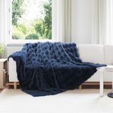 vidaXL - Antislip deken - Imitatie konijnenbont - Marineblauw - Lits-jumeaux - 240x220 cm