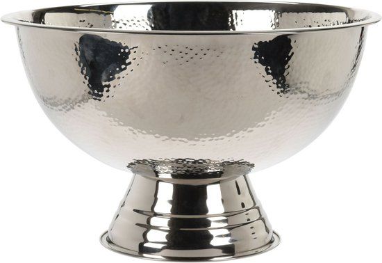 L28 Champagnekoeler - wijnkoeler - ijskoeler - champagne-emmer - zilver - RVS - gehamerd