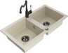 Mexen Mario évier en granit avec 2 cuves et robinet de cuisine Carla, beige