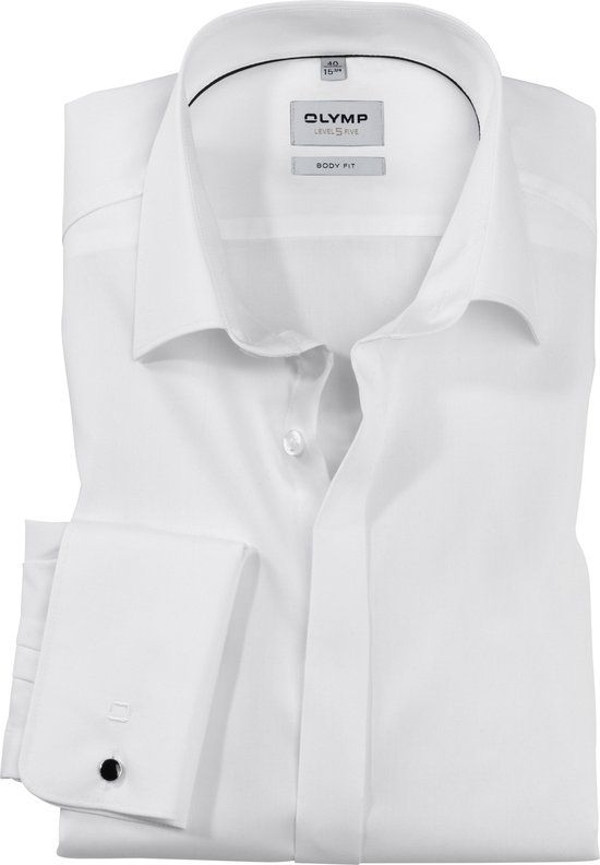 OLYMP Level 5 Body Fit Overhemd - Mouwlengte 7 - Wit - Maat 41