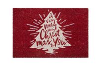 Excelsa vrolijke kerstmat, kokosvezel, rood, 40 x 60 cm